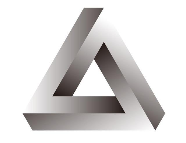 和彭罗斯阶梯一样,彭罗斯三角形也是看起来每一条边都是相对于前一条