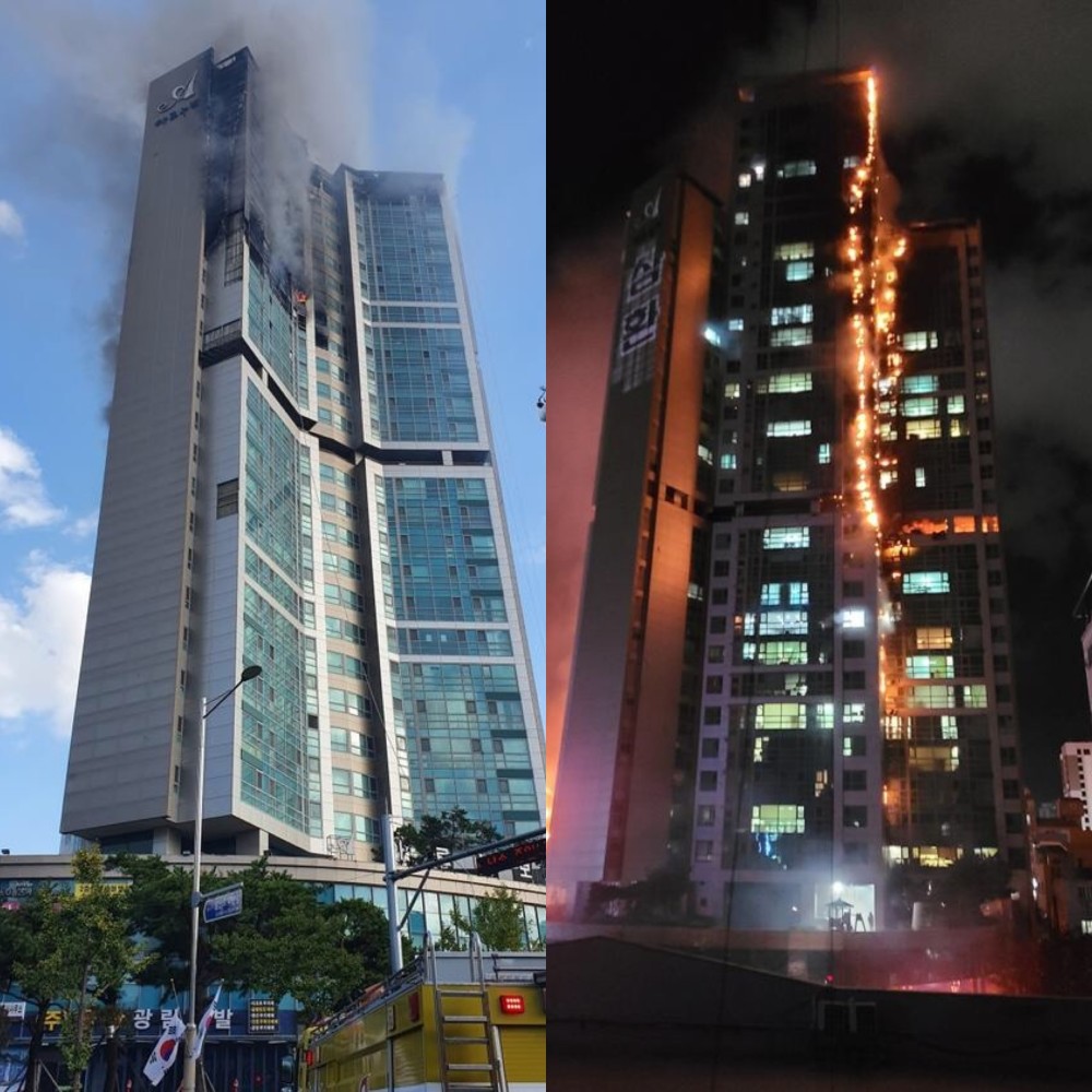 韩国33层高楼燃起熊熊大火,现场升起浓烟,90余人送进医院
