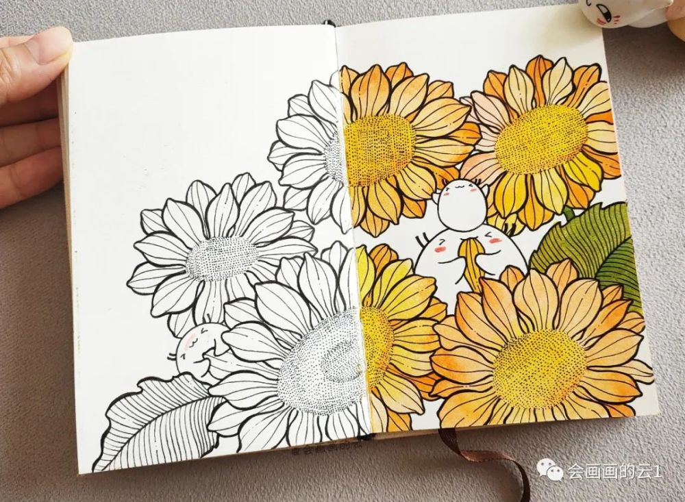 线描|线描插画步骤图解析，一半线描一半水彩，快乐的味道