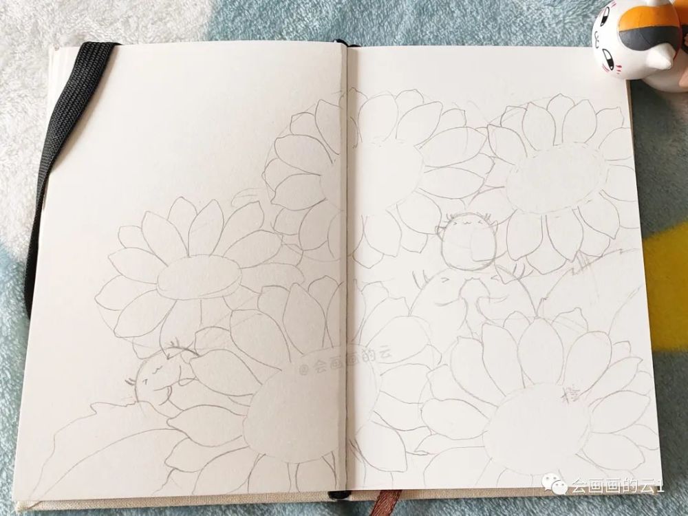 线描|线描插画步骤图解析，一半线描一半水彩，快乐的味道