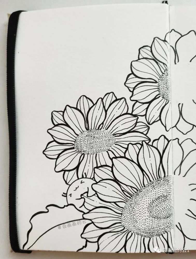 线描|线描插画步骤图解析，一半线描一半水彩，快乐的味道