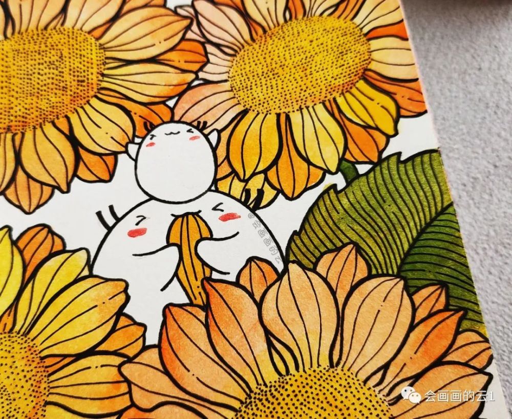 线描|线描插画步骤图解析，一半线描一半水彩，快乐的味道