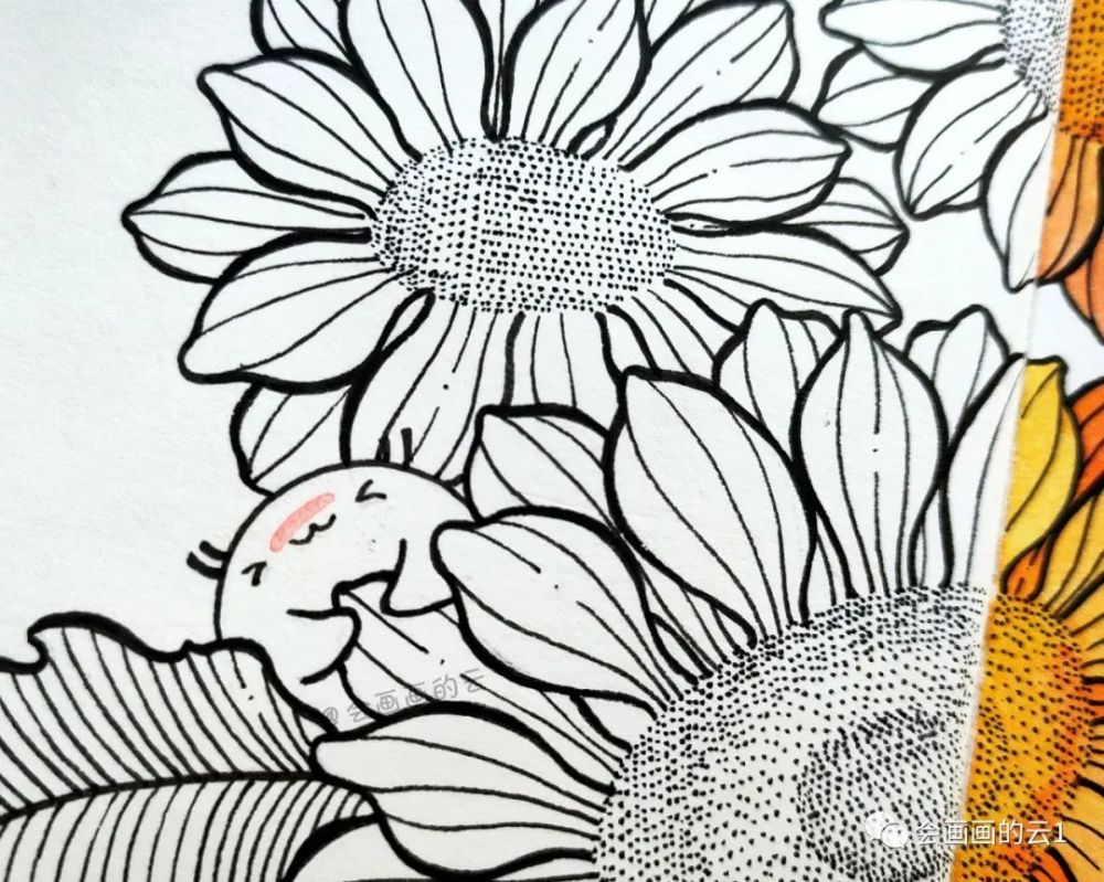 线描|线描插画步骤图解析，一半线描一半水彩，快乐的味道