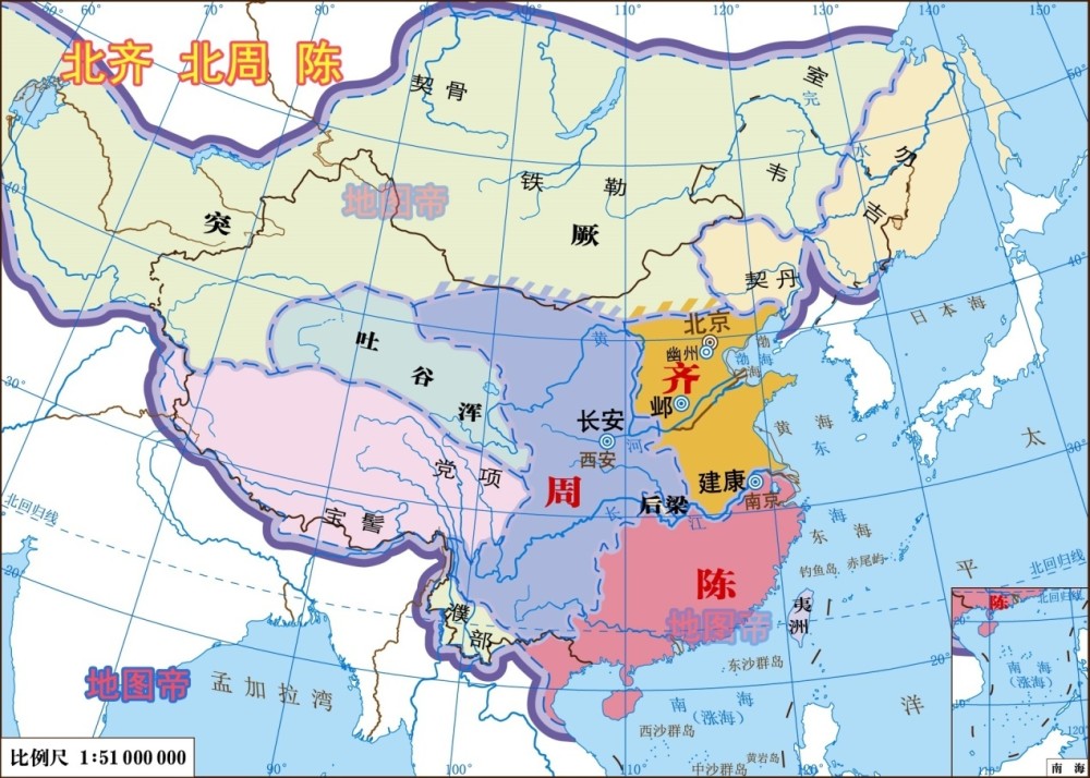南北朝各国分布地图图片