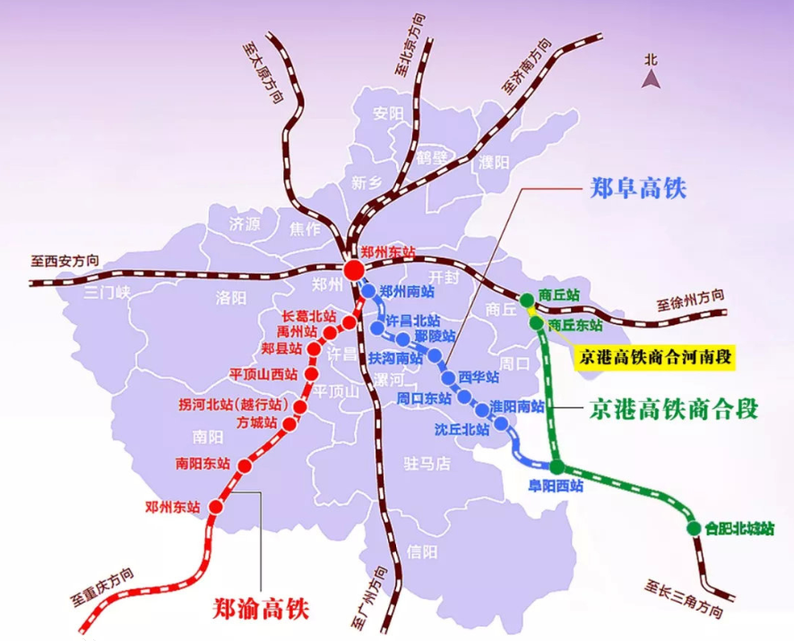 串联起"米"字形快速铁路网和中原城市群城际铁路网,其建成运营
