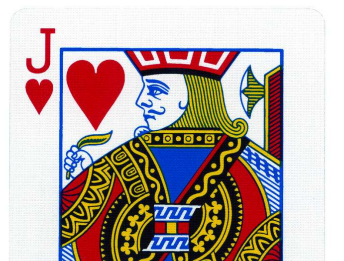 红桃j是骑士牌中最有特点的一位.