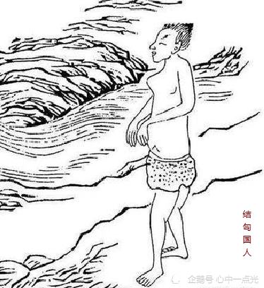 结匈人形象比翼鸟生活在南山的东面,这种鸟的羽毛青红相间,只有两只鸟