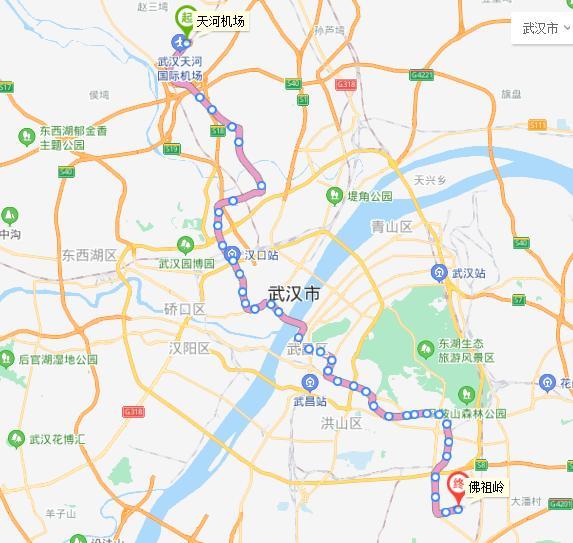 也是中国首条穿越长江天堑的轨道交通线,由天河机场到佛祖岭,途径天河
