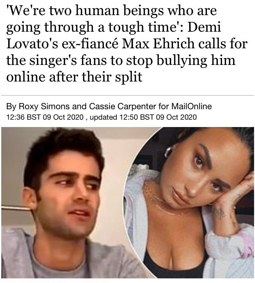 demi lovato|Demi Lovato 前未婚夫请求网友放他一马，不要再攻击他了…