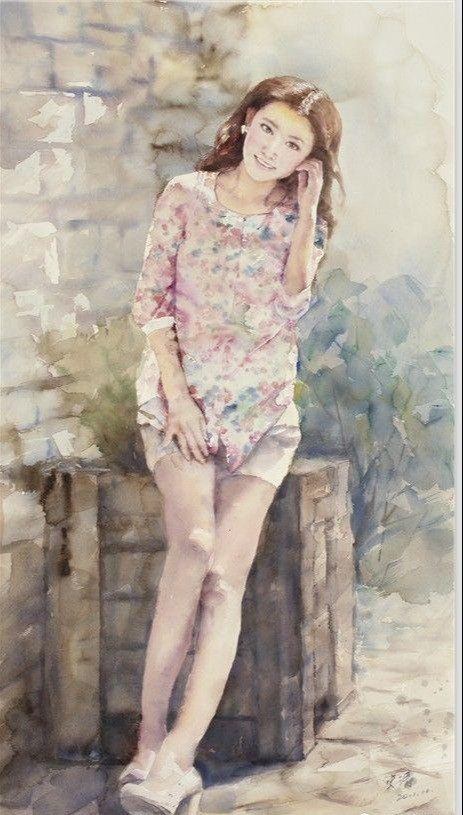水彩画|西安美院教授史涛水彩画中的女孩，美丽单纯、一尘不染