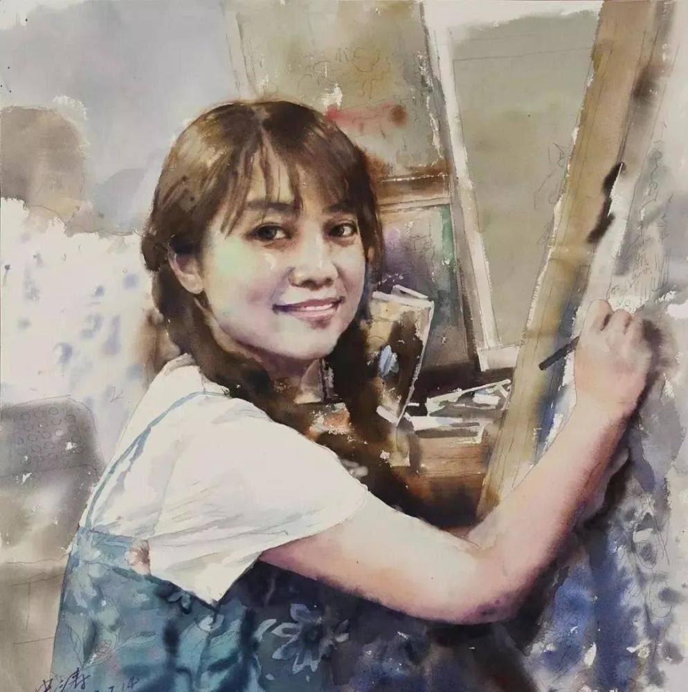 水彩画|西安美院教授史涛水彩画中的女孩，美丽单纯、一尘不染