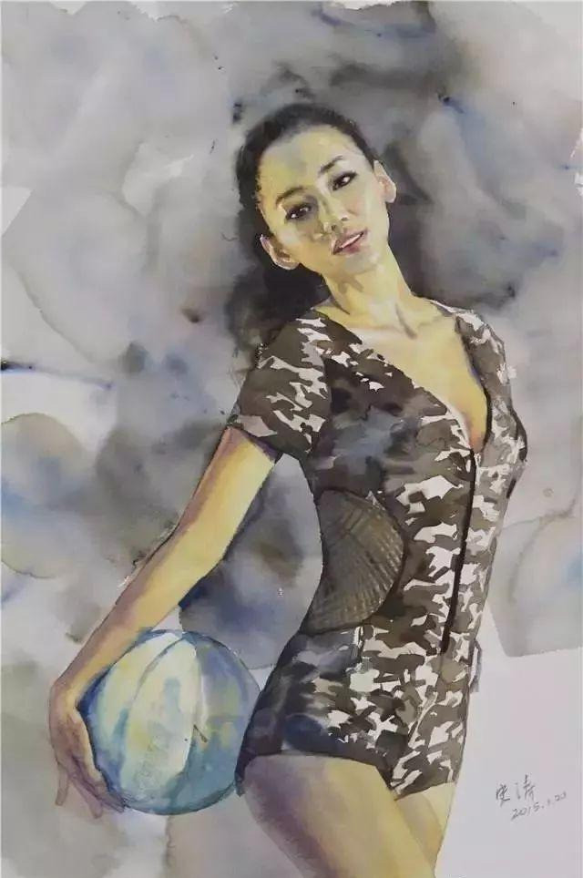 水彩画|西安美院教授史涛水彩画中的女孩，美丽单纯、一尘不染