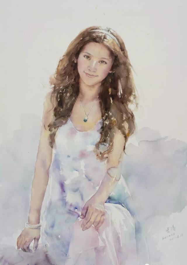 水彩画|西安美院教授史涛水彩画中的女孩，美丽单纯、一尘不染