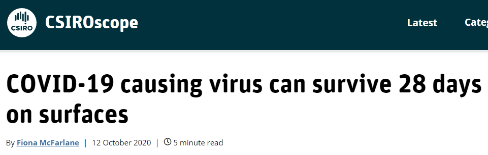 新冠病毒|新冠病毒可在光滑表面存活28天？澳大利亚一份研究遭质疑