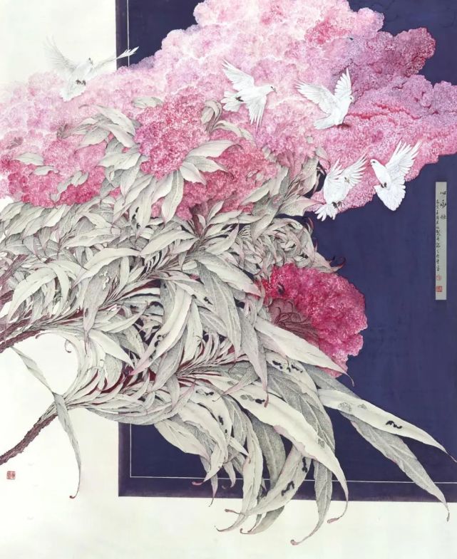 宁波大学美术系教授李采姣以花鸟画知名,自号"三境庐主","三境"是指