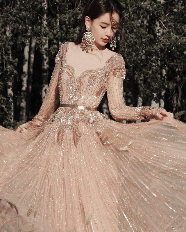 angelababy穿过的仙女高定礼服灵动温柔人鱼公主