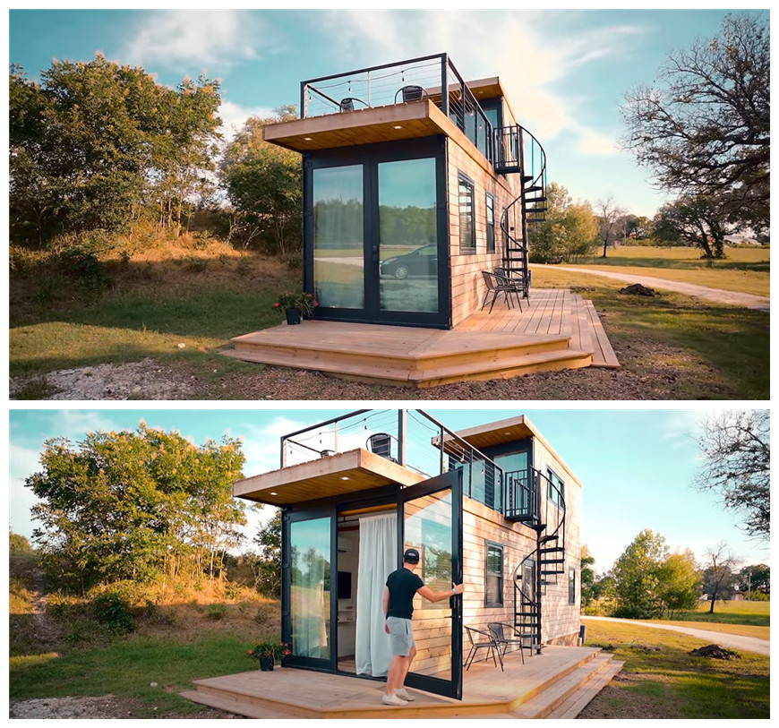 家要多大才够?44㎡的两层集装箱就行!2室2卫还自带屋顶露台_腾讯新闻