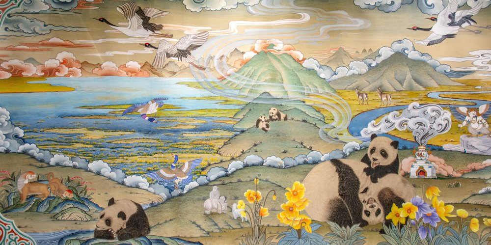 大熊猫百图唐卡长卷讲好阿坝故事的又一力作