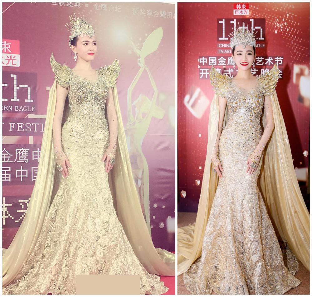 迪丽热巴|丑出新高度？新金鹰女神战袍像“一地鸡毛”，最美还是热巴赵丽颖