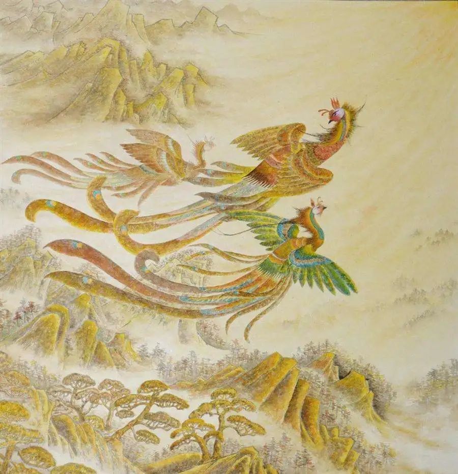 山泼黛,水浮蓝,雪岭对云潭