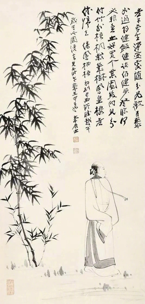 张大千一竹一人一画境一念一品能修心