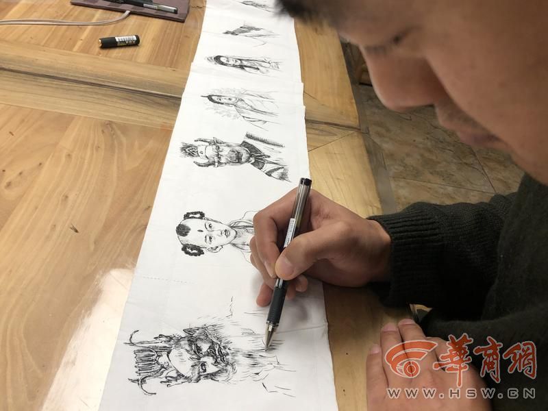 唐僧|西安一市民在卫生卷纸上硬笔作画 《西游记》人物像栩栩如生