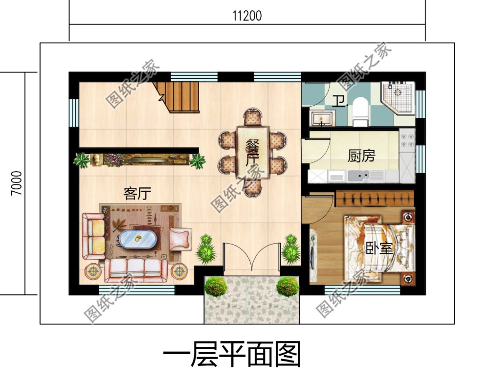 (帶露臺)x2,衛生間;一層戶型:客廳,餐廳,廚房,衛生間,臥室;設計功能