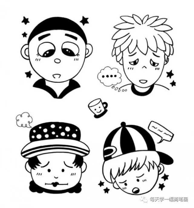 每天学一幅简笔画-20款简单可爱的小男孩简笔画素材 小男生男孩子卡通