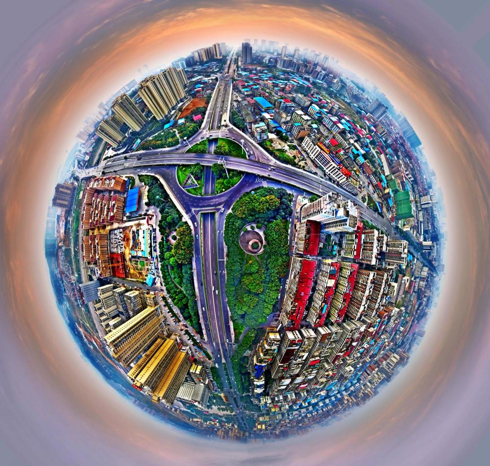 邵阳大祥立交桥一个三层环形立体交叉型桥梁雄壮雄伟展雄风