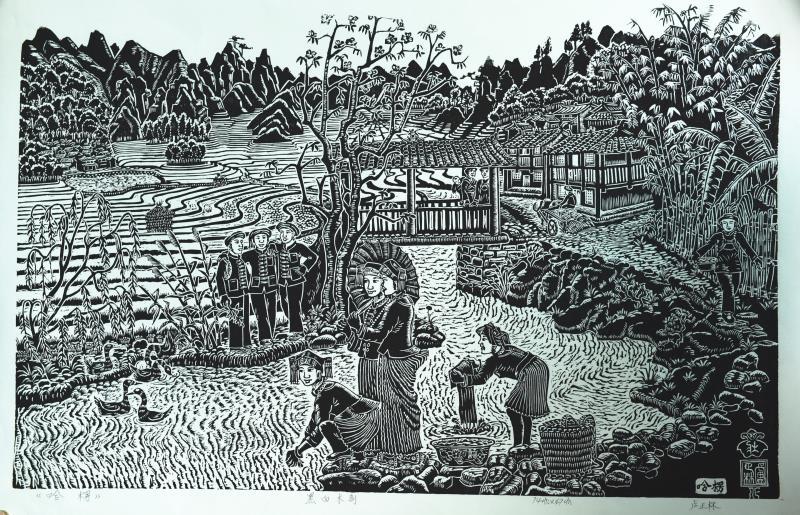 马关壮族农民版画现身上海曾被选定为国礼赠与意大利