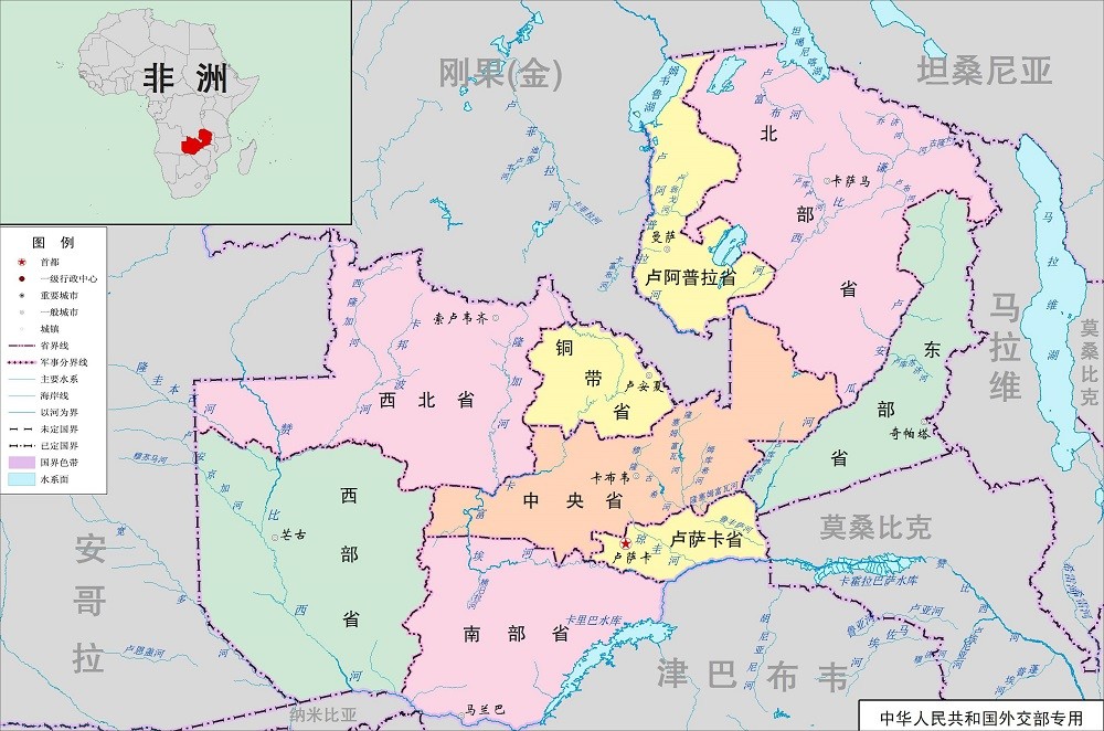 接马拉维,东南和莫桑比克交界,南部同津巴布韦,博茨瓦纳,纳米比亚为邻