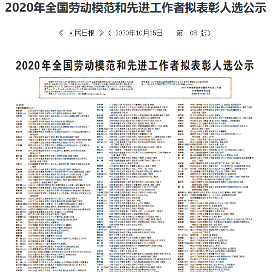 2020年全国劳模和先进工作者公示青岛这些人上榜