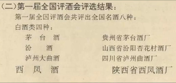 1952年,西凤酒与茅台,泸州老窖,汾酒在全国第一届评酒大会中荣获中国