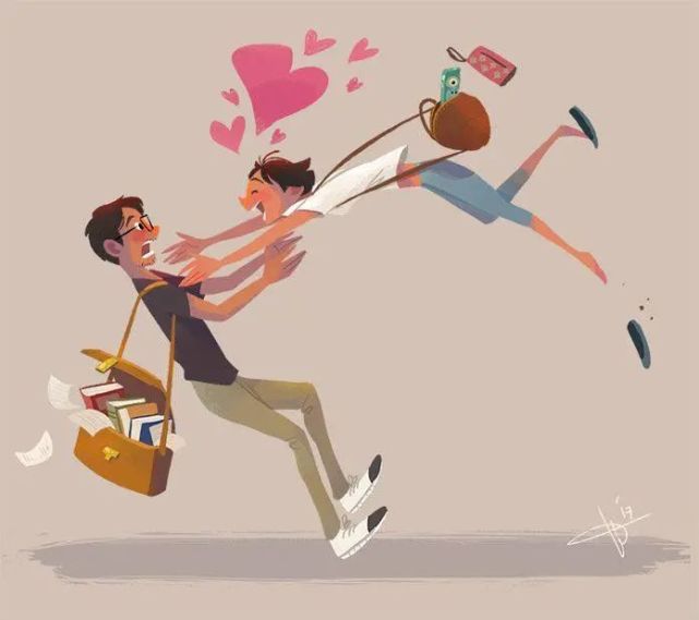 插画家告诉你:喜欢一个人,就要每天都要黏在一起