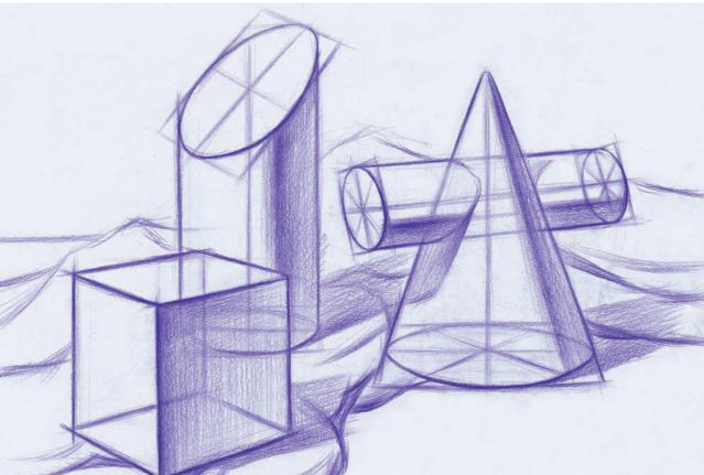 结构素描中对象的透视关系是表现其立体感,呈现画面空间关系的重要