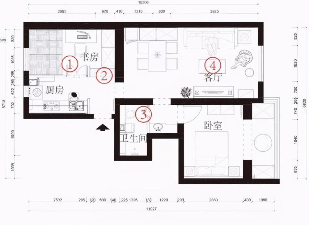 衛生間將洗漱區挪到門口處,徹底實現了乾溼分離,讓早起洗漱不再佔用