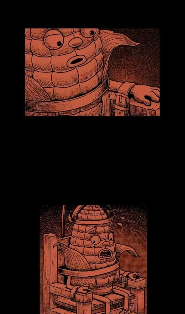 黑色放映机中诡谲异常的脑洞漫《玉米》,好疼呀