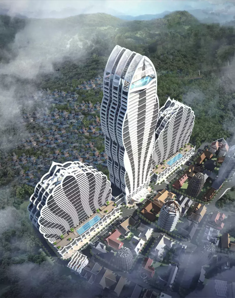 孔雀大楼设计解析施工中的孔雀大楼,由三一全套混凝土设备(3台泵车,2