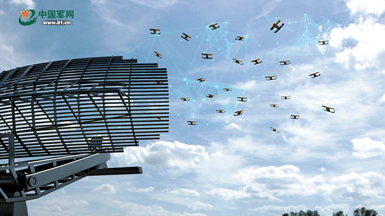 科旗下电子科学研究院展示了一场陆空协同固定翼"蜂群"无人机系统实验