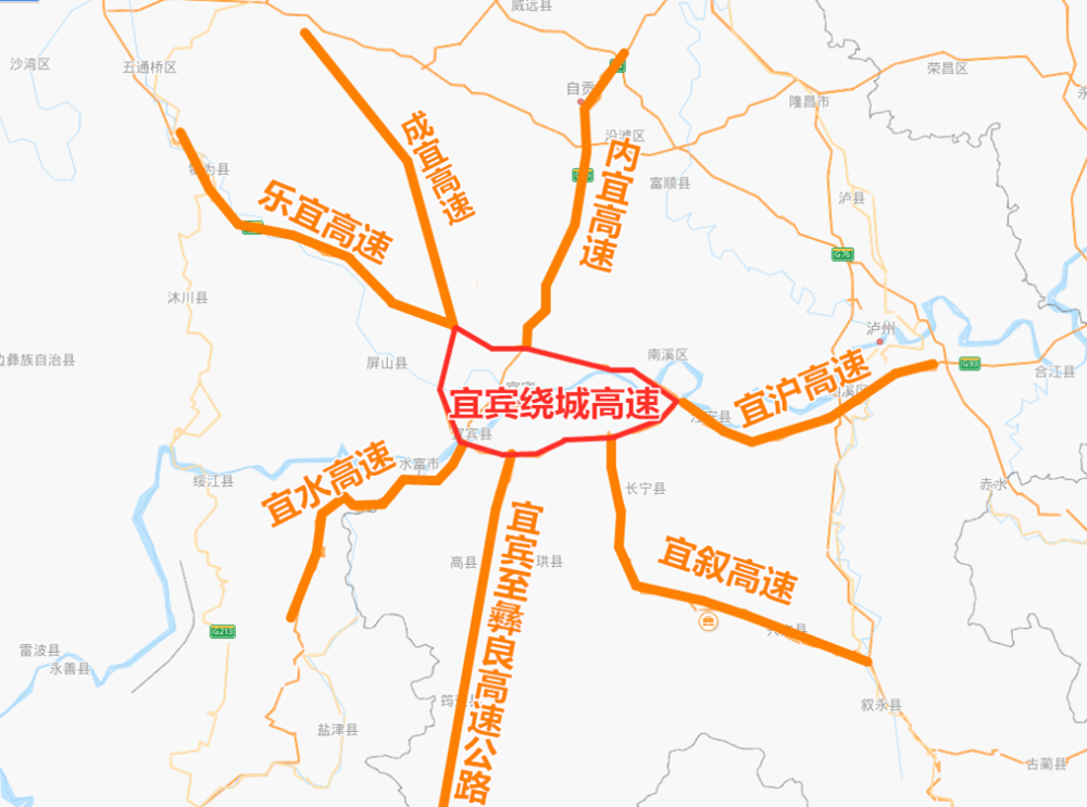 将会串联起内宜,宜水,乐宜,宜沪,宜叙,宜昭,宜毕等多条高速公路