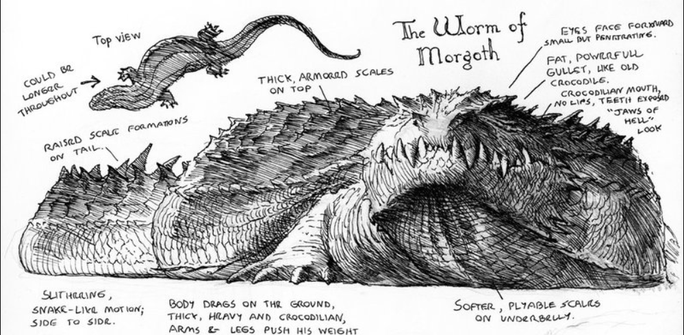 格劳龙作为中土世界的始祖龙并不是后来人们熟悉的巨龙形象,它没有