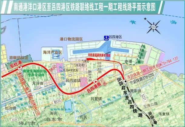 洋吕铁路吕四港站至东灶港段长约27.
