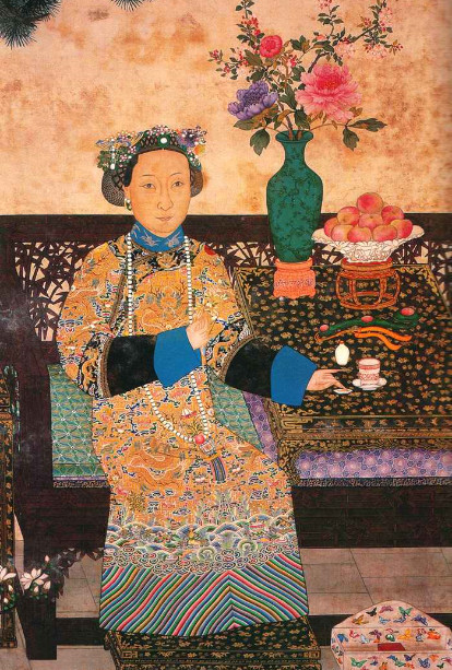 清咸丰 女便服坐像,梳两把头:同治末年西方人拍摄的两把头后面的梳发