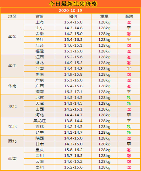 生猪价格|10月19：给力！多地猪市强劲反弹，但北东部小回调，几个意思？