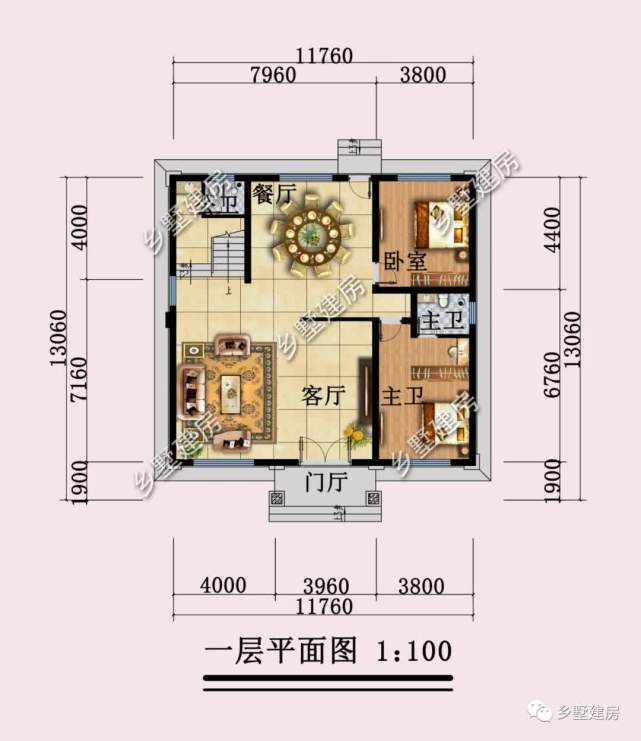 別墅內部佈局圖建房特點:方形羅馬柱撐起門廊至二層,更加立體豪宅感