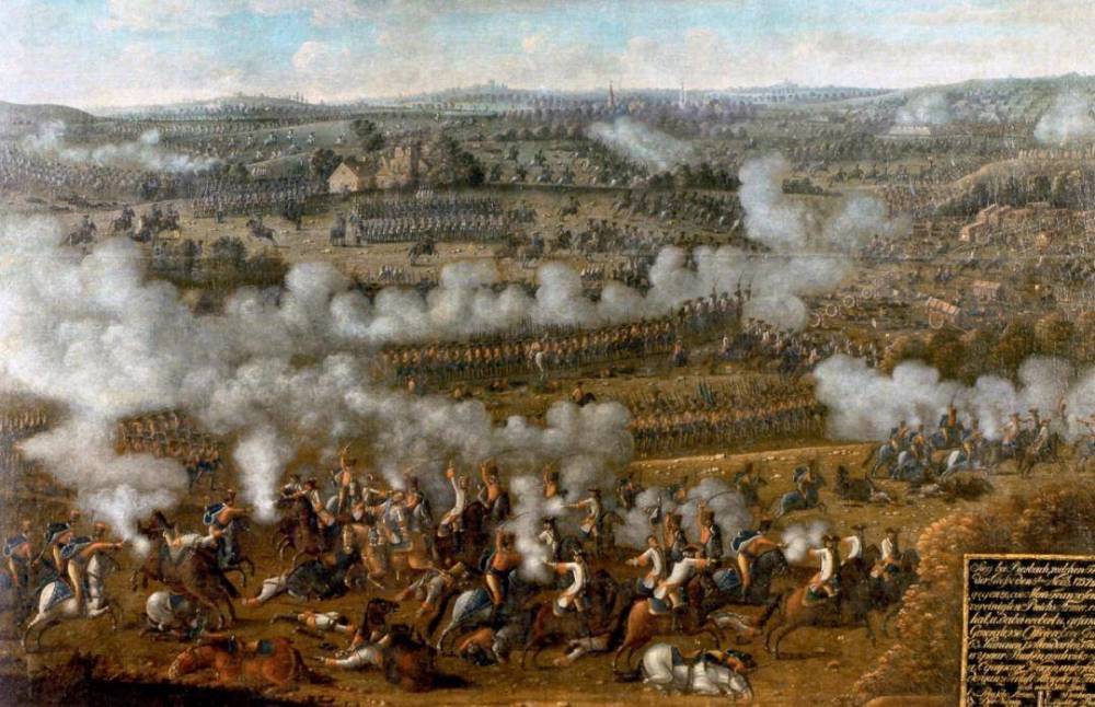 插画《罗斯巴赫会战》由于在战斗中变换队形极其费时,还容易造成混乱