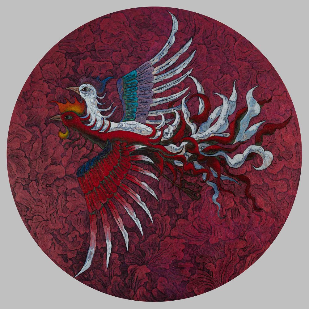 比翼鸟,120x120cm,布面丙烯,2020年