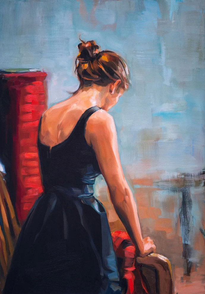 艺术家edward b.gordon女性背影油画作品_腾讯新闻