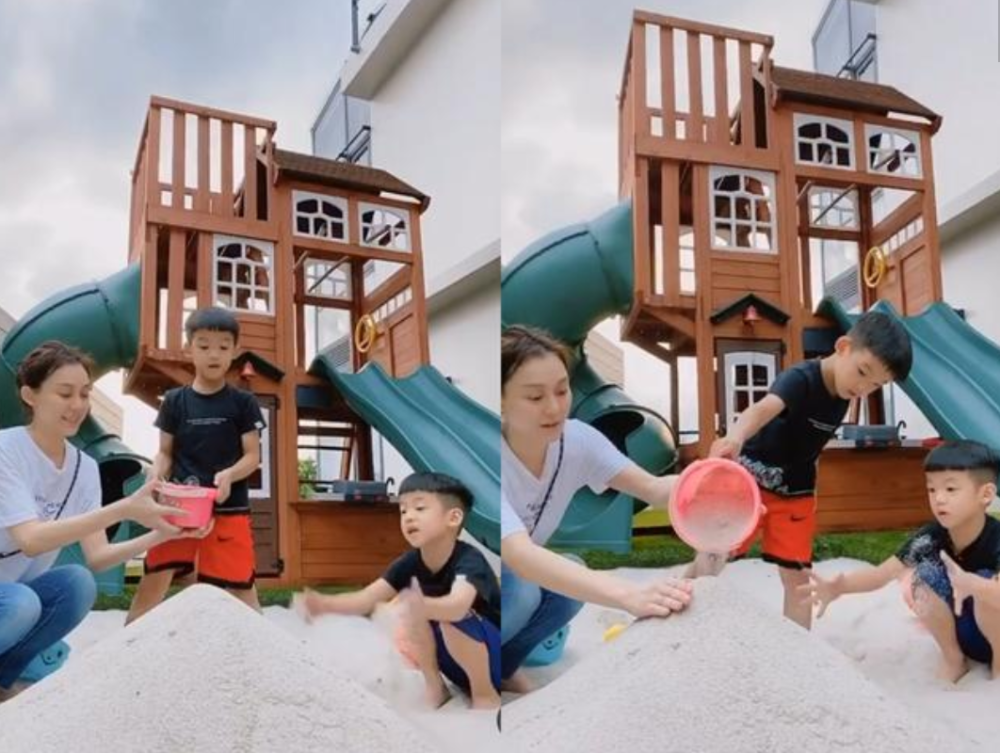 范玮琪|范玮琪和儿子玩自拍，飞飞翔翔比心有镜头感，豪宅内景曝光