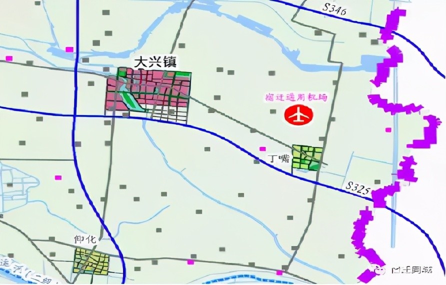 如皋豫新中學 鳥瞰圖 隨著高鐵東站,通用機場,宿連高速,宿連航道等